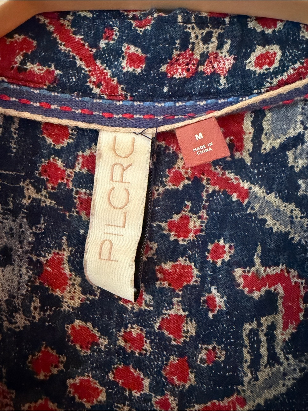 Pilcro Rust & Navy Patterned Button-Down Shirt - Picture 4 of 7